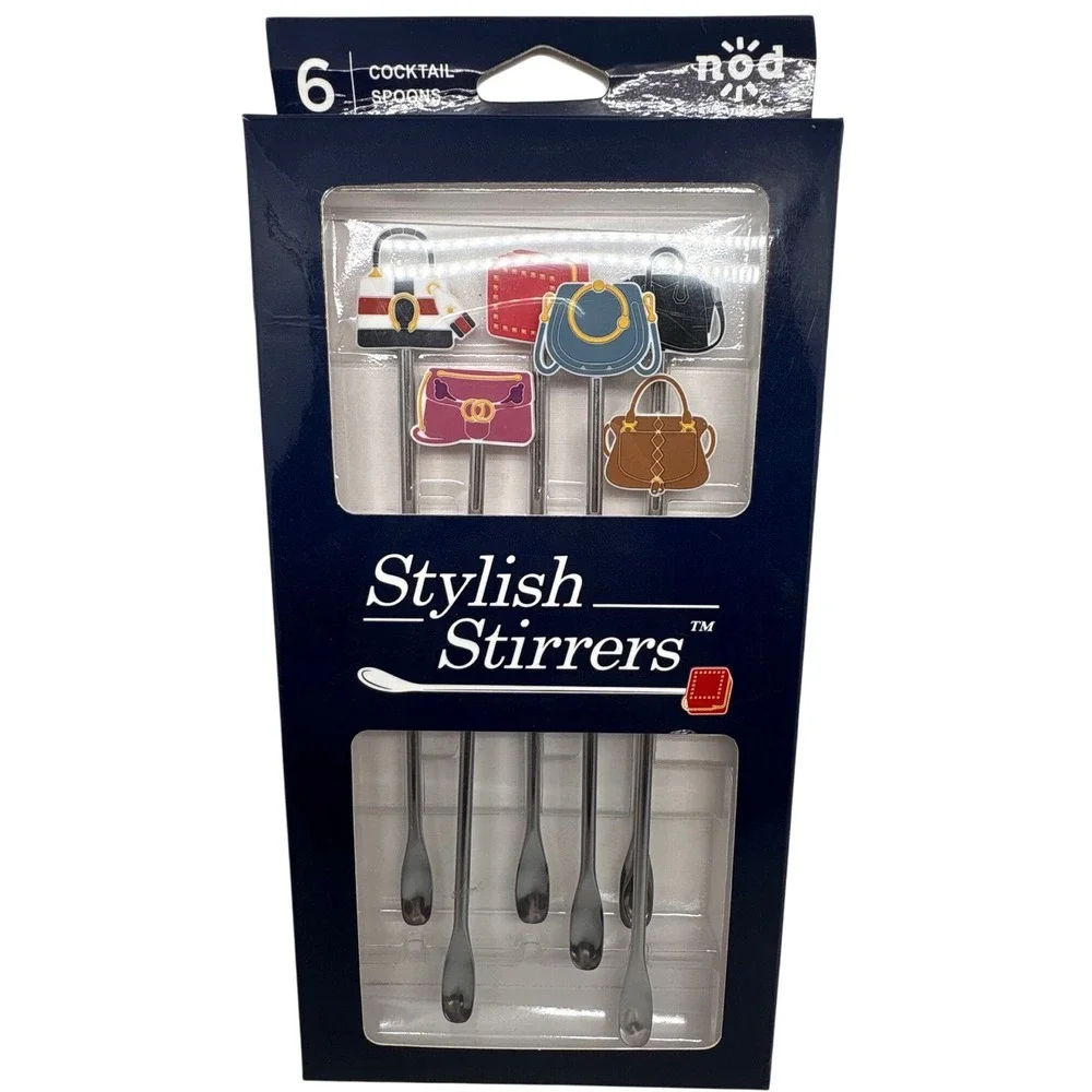 Nod Stylish Stirrers Cocktail Spoons Purse Handbag Design Set of 6 Party Hostess